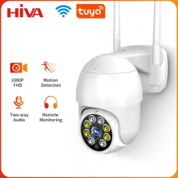 카메라 HIVA 보안 IP 카메라 WiFi 실외 감시 야간 버전 카메라 AI 인간 감지 방수 풀 컬러 낮과 밤 tuya