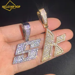 Hallo Hip-Hop unregelmäßige Einzelbuchstaben Halskette für Männer Frauen fester Rücken Micro Pave Zirkonia Nummer Hip Hop Halskette Kette Schmuck A ~ z