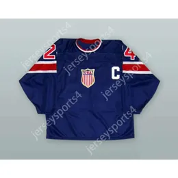 GDSIR CUSTOM 1932 후퇴 Chris Chelios 24 미국 대표팀 다크 블루 하키 저지 NEW TOP ED S-L-XL-XXL-3XL-4XL-5XL-6XL