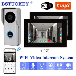 Intercom Tuya 1080p 7/10インチタッチスクリーンAHDワイヤレスWiFiビデオドアベルスマートアプリホームビデオインターコムキットアクセス制御システム用