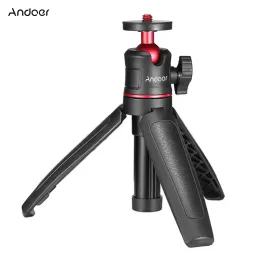 Mikrofonlar Andoer MT08 Mini Uzatılabilir Tripod El Taşınağı Fotoğraf Braketi Standart 1/4 inç Vidalı Selfie Vlogging için