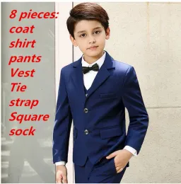 Accessori 8 abiti per ragazzi a petto single per ragazzi per matrimoni costume enfant garcon mariage boys blazer jogging garcon nero blu scuro blu scuro