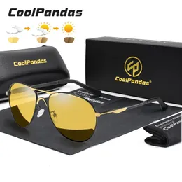 Trend Intelligent flygpochromiska solglasögon Polariserade män Dag Night Vision Driving Sun Glasses Man Gafas de Sol 240403