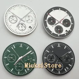 Комплекты 31,5 мм VK63 Dial Black Green Quartz Watch Face Green Luminous Fit Japan VK63 Quartz Movement Watch Accessories