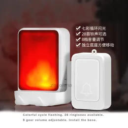 Doorbells Wireless 7 Color Light Flash Flash Doorbell Doorbell Home Wireless Door Chime Caller مسنين/صم من السمع المفضل