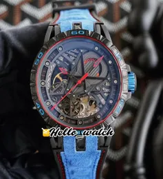 Neue Excalibur Spider Rddbex0686 Doppelte Tourbillon Automatische Herren Skelett Diala Kristall Kohlenstoffstahl Hülle Hello4835772