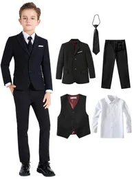 Boys Sust Colorful Formal 5 pezzi Slimt Dresswear Suit set 240328