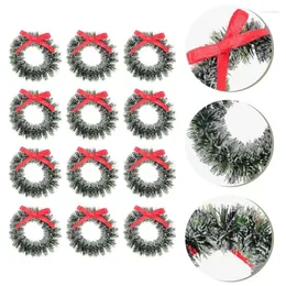 Flores decorativas 20 PCs Anéis de vela grinaldas de Natal Tree Artificial Bow Christmas Wrinalh Wreaths Diy Garland Decors