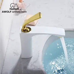 Banyo lavabo muslukları katı pirinç havza musluk mat siyah krom beyaz altın modren soğuk mikser su musluğu ml8078