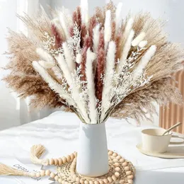 Decorative Flowers Natural Fluffy Pampas Grass Bouquet Dried Christmas Home Wedding Party Decoration Boho Arch Flower Arrangement