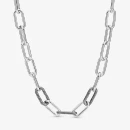 Halskette 925 Sterling Silber Pfanne Halskette Me Link Schlangenkettenmuster Halskette für Frauen Perlen Charme DIY Juwely