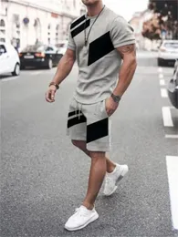 Summer Mens Leisure Sports Jogging Tshirt Shorts Personality Fashion Simple Oversized Size Twopiece Set 240329
