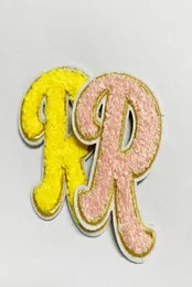 Chenille Embroidery Letter patch A To Z 27 pcs heart shape Towel applique set Iron on Sew On Gold Custom Name Patches For Clothing4984972