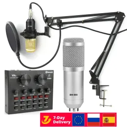 Микрофоны BM 800 Microphone Studio V8 Звуковая карта Phantom Power Kits BM800 Конденсатор микрофон для ПК -компьютерной записи караоке
