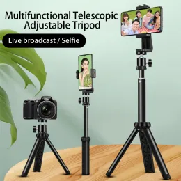 Monopods 3in1 Portátil Multifunction Desktop Tripé 1/4 Cabeça de parafuso Selfie flexível Tripé Stand para câmera de telefone Transmissão ao vivo