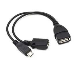 21 سم أسود 2 في 1 OTG Micro USB مضيف Power Y SPLITTER USB محول إلى Micro 5 PIN الذكور Cable8964088