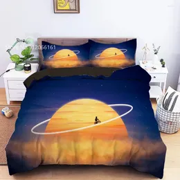 Sängkläder sätter 2/3 stycken konstnärliga landskapssats 3D -tryck vackert landskap täcke för barn säng täcke dekor sängöverdrag