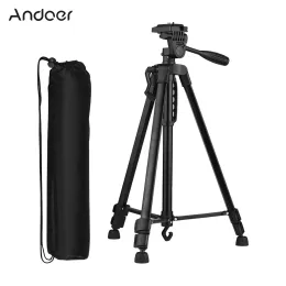 Monopods Andoer Photography Camera Tripod Stand Canon Sony Nikon DSLRカメラ用のキャリーバッグ電話ホルダー付き軽量アルミニウム合金