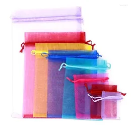 Pedra de 100pcs de fios de fios organza para jóias 24 cores bolsas de cordão