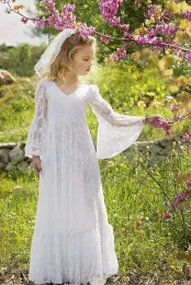 Abiti BOHO Chic Flower Girl Dresses 2017 Abito da damigella d'onore da damigella d'onore da damigella lunghe per la prima comunione.