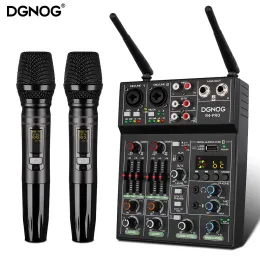 Sprzęt 4 -kanałowy mikser audio USB z bezprzewodowym mikrofonem Studio Miksery dźwiękowe z Bluetooth Rec Console Mixing na karaoke