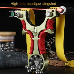 Slingshots liga de alta potência Slingshot 2020 Nova linha vermelha a laser Pressionamento rápido Catapulta de couro plano adequado para entretenimento esportivo ao ar livre