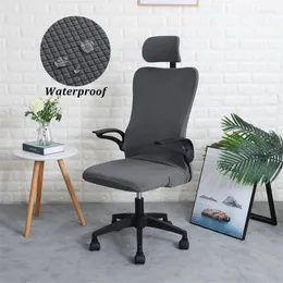 Chair Covers Waterproof Computer Slipcover Polar Fleece Office Seat Cover Solid Color Elastic Jacquard Desk For Home