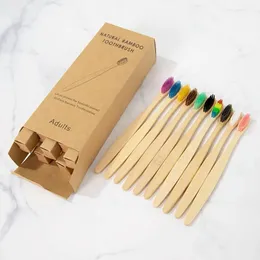 2024 10 PCS Bamboo Charcoal Tooth Brush Soft Bristles歯ブラシ環境に優しいオーラルケアアダルトセコフレンドリーな歯ブラシ