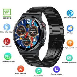Watches Vwar MAX4 Health Smart Watch Men ECG+PPG Body Temperature Blood Pressure Heart Rate IP68 Waterproof Wireless Charger Smartwatch