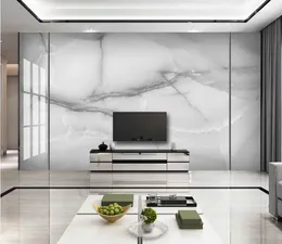 Wallpapers Abstract White Marble Wallpaper Cloth Papers Painting Large Po Contact Paper HD Printed Grey Mural