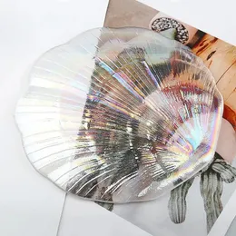 Nail art sirened cristallo in vetro in vetro vassoio falsa unghie con guscio di guscio di bordo di piastre oggetto di oggetti 3d chiodi egri