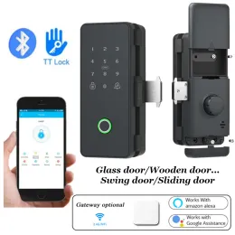 System glidande glasdörrlås ttlock Bluetooth Lock Passage Mode G2 WiFi Gateway Valfritt Remote Unlock Smart Lock Office Security
