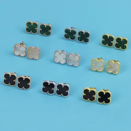 Moda 18K Gold Classic Cricring Four-Leaf Clover Clover Studs Projektant biżuterii Elegancka Matki Postotek Kolczyki do damskiej wysokiej jakości prezent stadnin