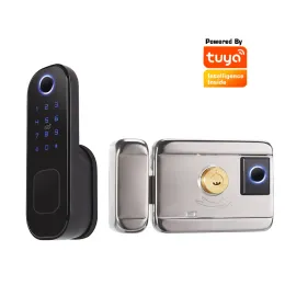 Lock 2021 Tuya Smart Home Cerradura inteligente خارج بصمات الأصابع المقاومة للماء المسحّب