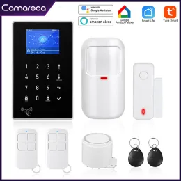 キットCamaroca Tuya Smart WiFi GSM Security Alarm System IP CAM DOOR DOOR WINDOW SENSOR BURGLAR MOTION DETECTORワイヤレスアラームシステム