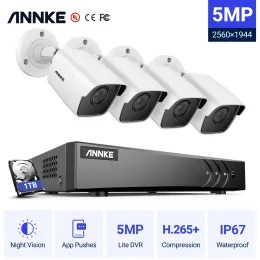 System ANNKE 8CH 5MP Ultra HD CCTV Camera System 5IN1 H.265+ 5MP Lite DVR 4PCS 5MP TVI IP67 Outdoor Security Surveillance System