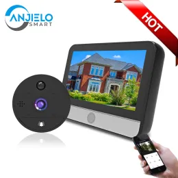 Doorbell Tuya Bezprzewodowy Wideo Inteligentny Dzwonek 4.3 Cal Kamera Widza Wifi Drzwi Wizjer Wideodomofon Monitor Wykrywanie Ruchu Night V