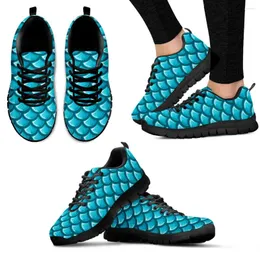 أحذية غير رسمية InstantArtSts Blue Fish Scale Design Mathicle Sneakers Lightweight Lace Up Outdior Zapatos Planos