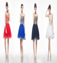 2018 Słodkie krótkie sukienki balowe ze złotą aplikacją koraliki