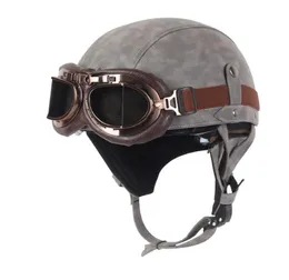 Motorcykelhjälmläder Vintage Casco Moto Open Face Retro Halv Chopper Biker Pilot Dot Size MXL Helmets9299549