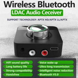 Adapter Bluetooth 5.0 Odbiornik audio z dźwiękiem 3D Aptx/Aptx LL/APTX HD/LDAC/AAC/SBC, bezprzewodowy adapter audio z 3,5 mm Aux/RCA