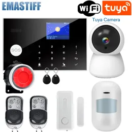 Flaschen Tuya WiFi GSM Alarmsystem 433 MHz Haustemperaturfeuchtigkeit Einbrecher Sicherheitsalarm Wireless Kabeldetektor RFID Touch -Tastatur