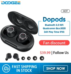 DOOGEE DOPODS slog hörlur Bluetooth 50 TWS CVC 80 Earbuds med Qual Comm QCC3020 APTX 24H Play Time Voice Assistant IPX59720304