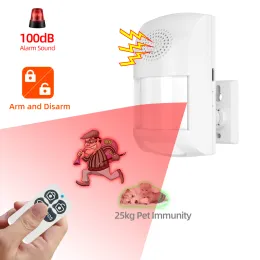Rilevatore Sensore di allarme di movimento a infrarossi wireless indipendente Sensore Antitheft 120DB con sistema di allarme di sicurezza per la casa del telecomando