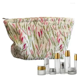 Aufbewahrungstaschen Blumen Make -up -Tasche Reise Beutel Blumenmuster für Frauen Mädchen Freundinnen Toilettenartikel Organi