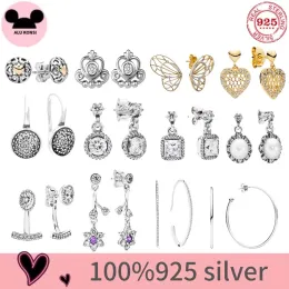 Annan varm försäljning högkvalitativ 100% 925 Sterling Silver Fit Original Pan Earrings for Women Temperament Luxury Diy Jewelry Wedding Present