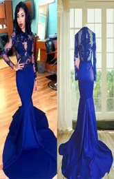 2019 أنيقة Mermaid Evening Dresses Jewel Long Sleeves Sex Backless Prom Dress Lace Holdique Party Party Dress 9260058