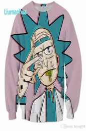 Neue Cartoon Sweatshirts Männer Frauen Streetwear Hipster Pullovers Funny Scientist Rick 3D Print Sweatshirt Tops4903386