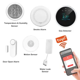 Kit WiFi Alarm System Hem Säkerhetsskydd 6 Piecesskit DIY Ingen månadsavgift Trådlös med App Push för Office Apartment Hotel