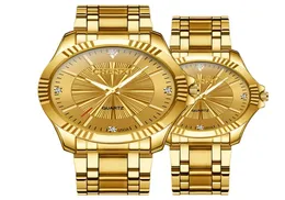 Luxury للجنسين الإبداعية Golden Mens Quartz Wristwatches Women Men Full Steel Clock Clock Watches Loves Lovers Gold Watc5420961